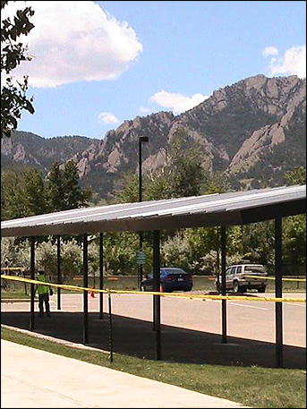 solar carport being built by the University of Colorado Boulder 