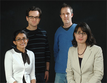 From left: Arthi Jayaraman, Michael Hermele, Tobin Munsat, Alysia Marino