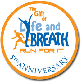 Logo: The Gift of Life and Breath - Run for it - 5th Anniversary